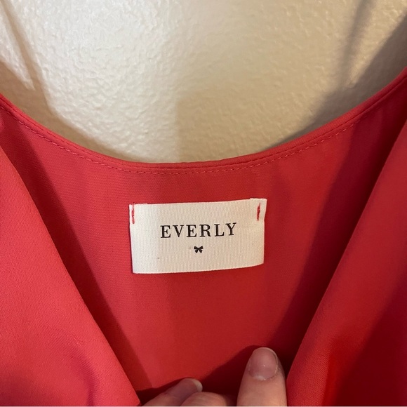 Everly Coral Sundress Flutter Sleeve Scoop Neck Dress - Picture 3 of 6